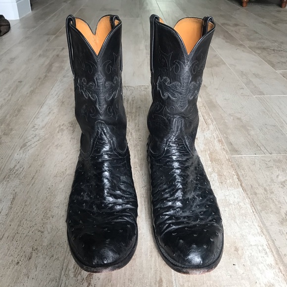 Lucchese Men's Full-Quill Ostrich Roper Boots - Picture 3 of 15